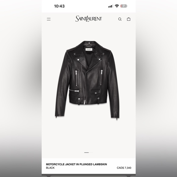 Saint Laurent YSL Biker Jacket SZ 52 - Picture 6 of 8